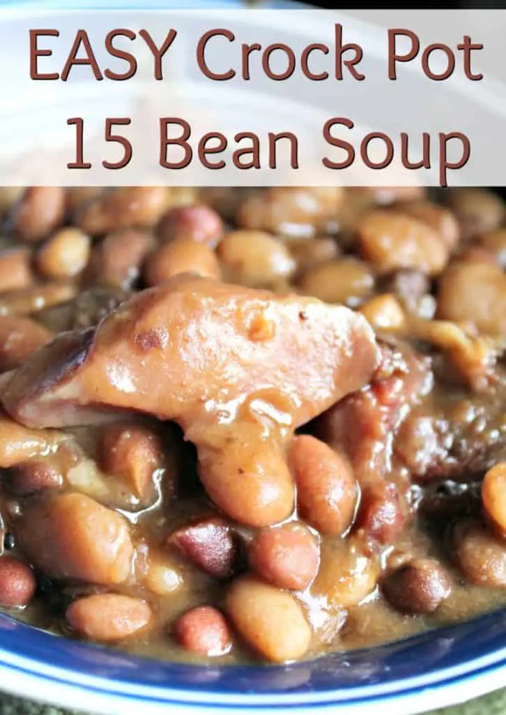 This No Soak Crock Pot 15 Bean Soup Recipe is perfect for meal planning. It is an easy recipe you can set and forget. Use up a holiday ham with this soup and you are sure to get a flavorful dinner. - #recipe #crockpot #crockpotrecipe