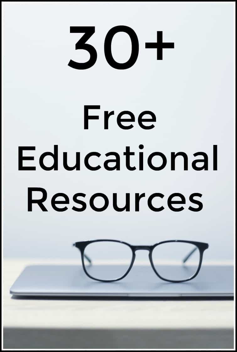 30+ Free Educational Resources - Great educational resources for a variety of subjects. - Are you looking for free educational resources to supplement your child's education? Don't miss this great list of over 30 different free options. 