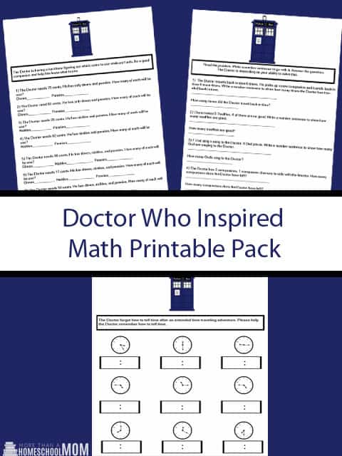Doctor Who Inspired Math Printable Pack - Whether you say Doctor Who Math or Doctor Who Maths this printable is still for you. - #DoctorWho #math #DoctorWhoMath #education #edchat #homeschool #homeschooling