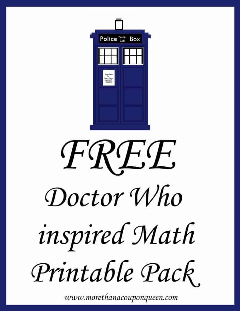 Free Doctor Who Inspired Math Printable Pack - #DoctorWho #math #DoctorWhoMath #education #edchat #homeschool #homeschooling