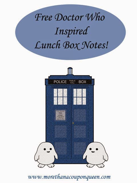 Free Doctor Who Inspired Lunch Box Notes