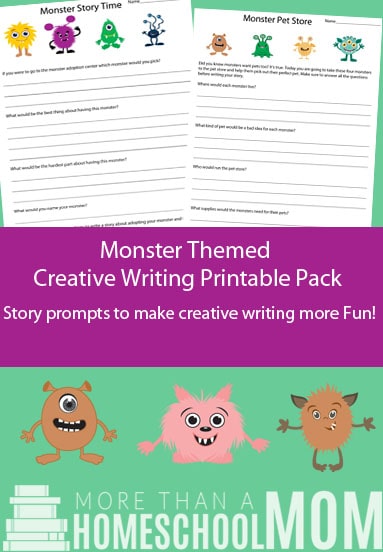 Monster Themed Creative Writing Printable Pack - #creativewriting #freeprintable #printable #writing #homeschool #edchat #education 