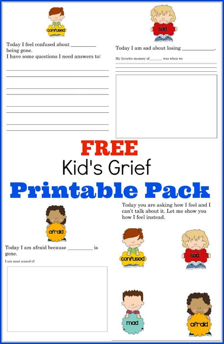 How to Help My Child Handle Grief - Includes Free Printable workbook for children dealing with grief. - #parenting #education #grief #freeprintable #feelings #parent #parentingtips 
