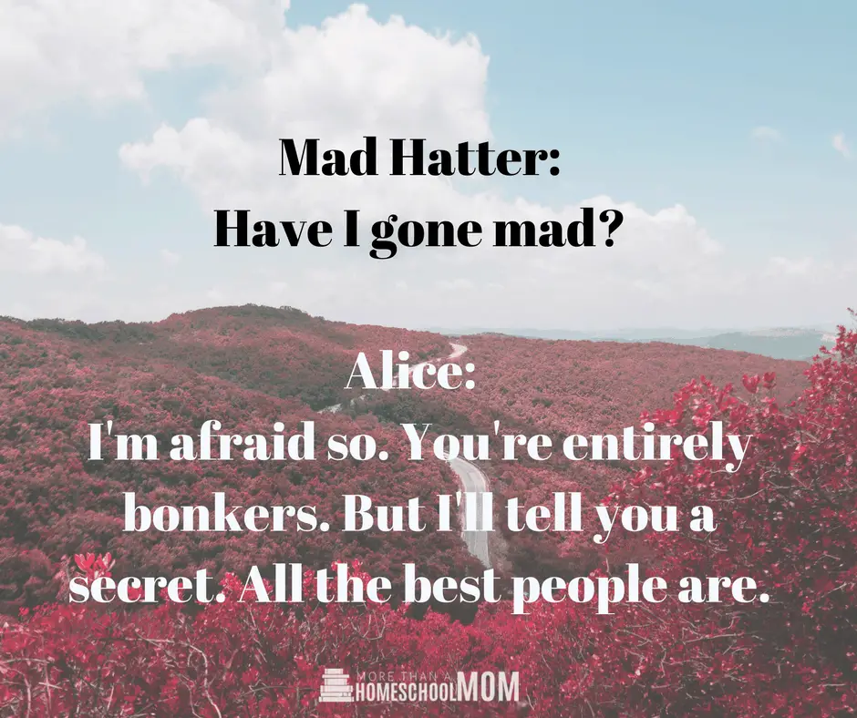 Mad Hatter: Have I gone mad? Alice: I'm afraid so. You're entirely bonkers. But I'll tell you a secret. All the best people are.