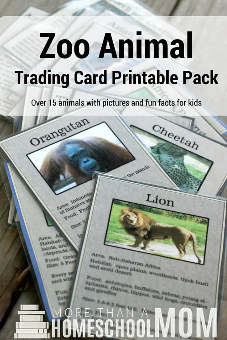 Zoo Animal Trading Card Printable Pack