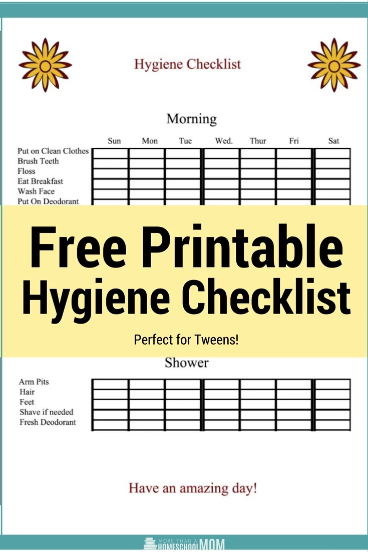 Free Printable Hygiene Checklist