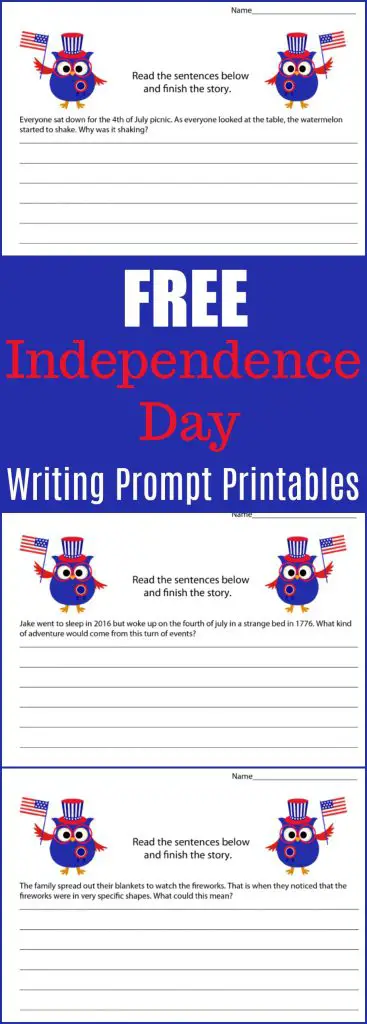 Free Independence Day Writing Prompt Printables - 4th of July Writing Prompt Printable Pack