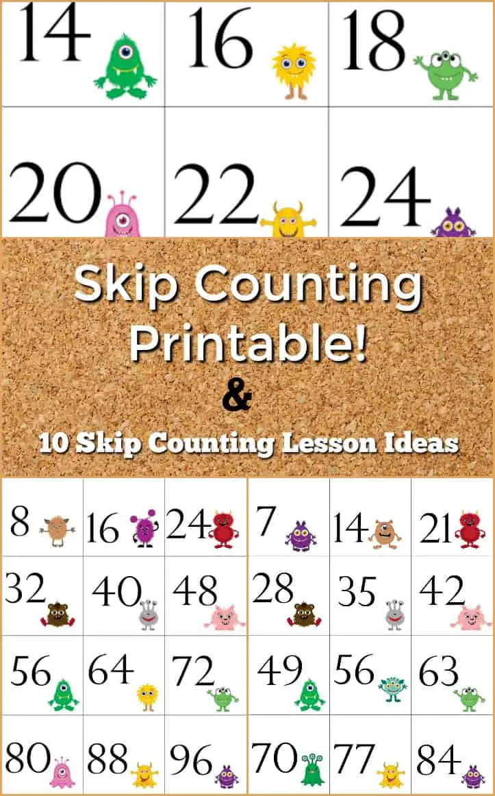 Skip Counting Resources - Skip Counting Printable and 10 Skip counting Lesson Ideas - #Math #homeschool #homeschooling #homeschoolmath #skipcounting #freeprintable #printable #resources 