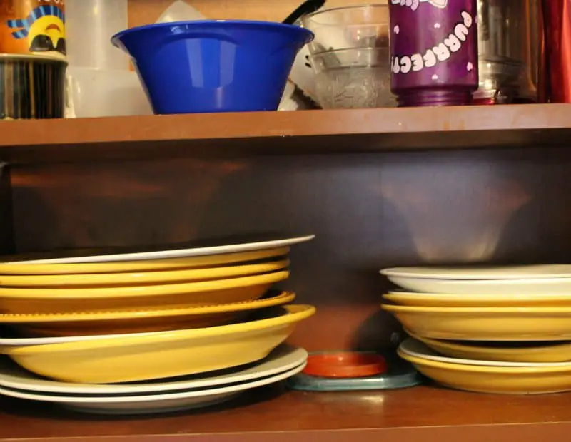 dishes in the cabinet