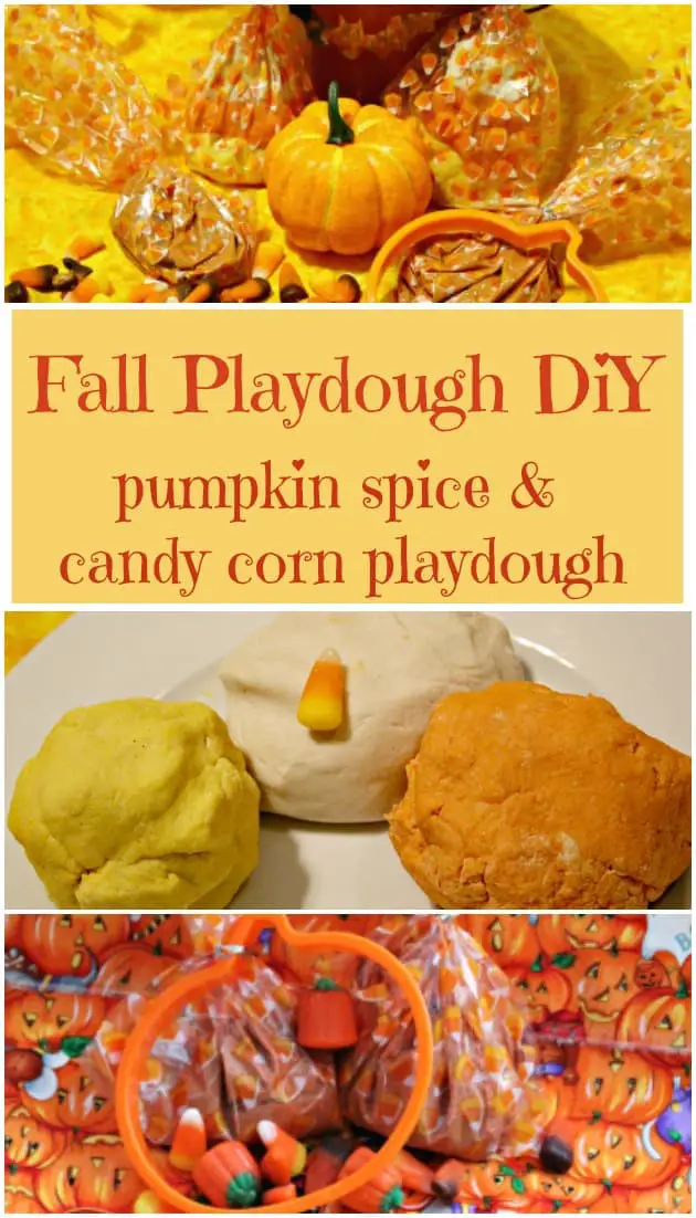Fall Playdough DIY - Make your own pumpkin spice playdough or candy corn playdough. It smells amazing and it is easy to make. Have fun with this fall playdough. 