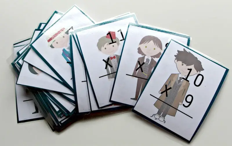 Doctor Who Multiplication Flash Cards - Looking for a way to work on math facts? (maths facts?) Check out these Doctor Who flashcards you can print and laminate for free! 