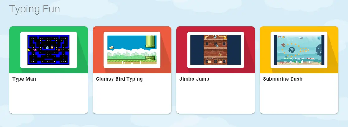 Typing Games Screen