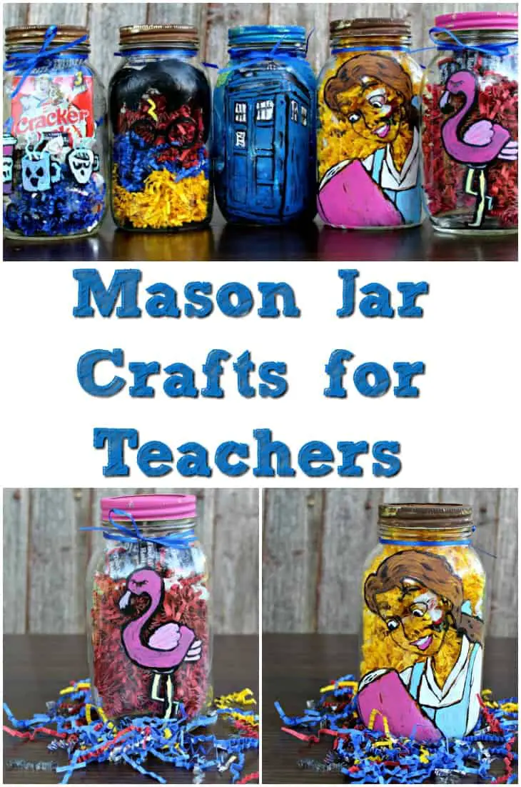 Looking for teacher gift ideas? These mason jar crafts for teachers are the perfect gift to give a teacher. You can fill them with anything! This is a great inexpensive teacher gift that the kids can make! 