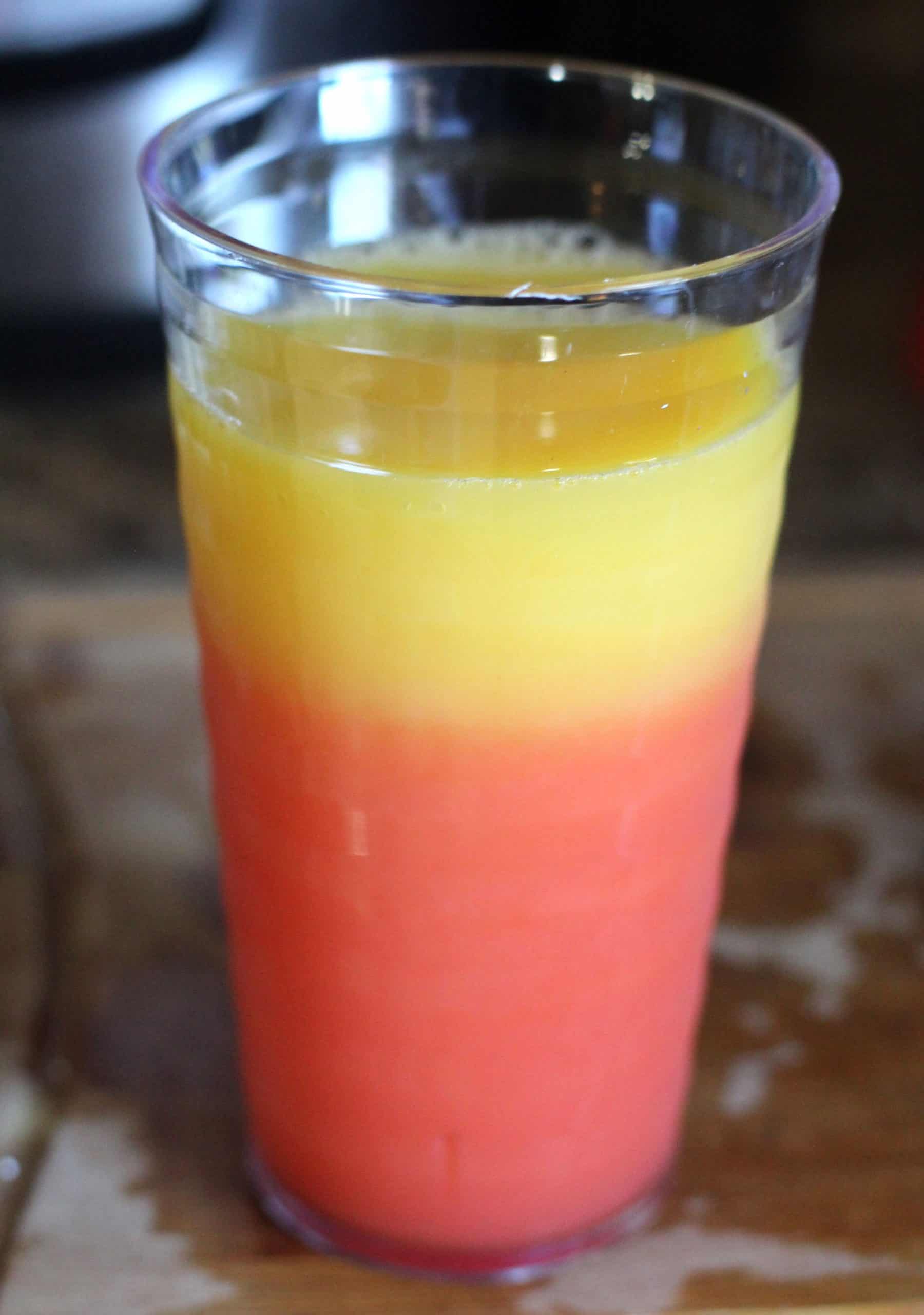Orange Juice with Layers - Artemis Fowl Rocket Pack Punch for an Artemis Fowl movie night. Perfect drink for a movie night or just because. Even better, this is and easy recipe that only uses 3 ingredients! 