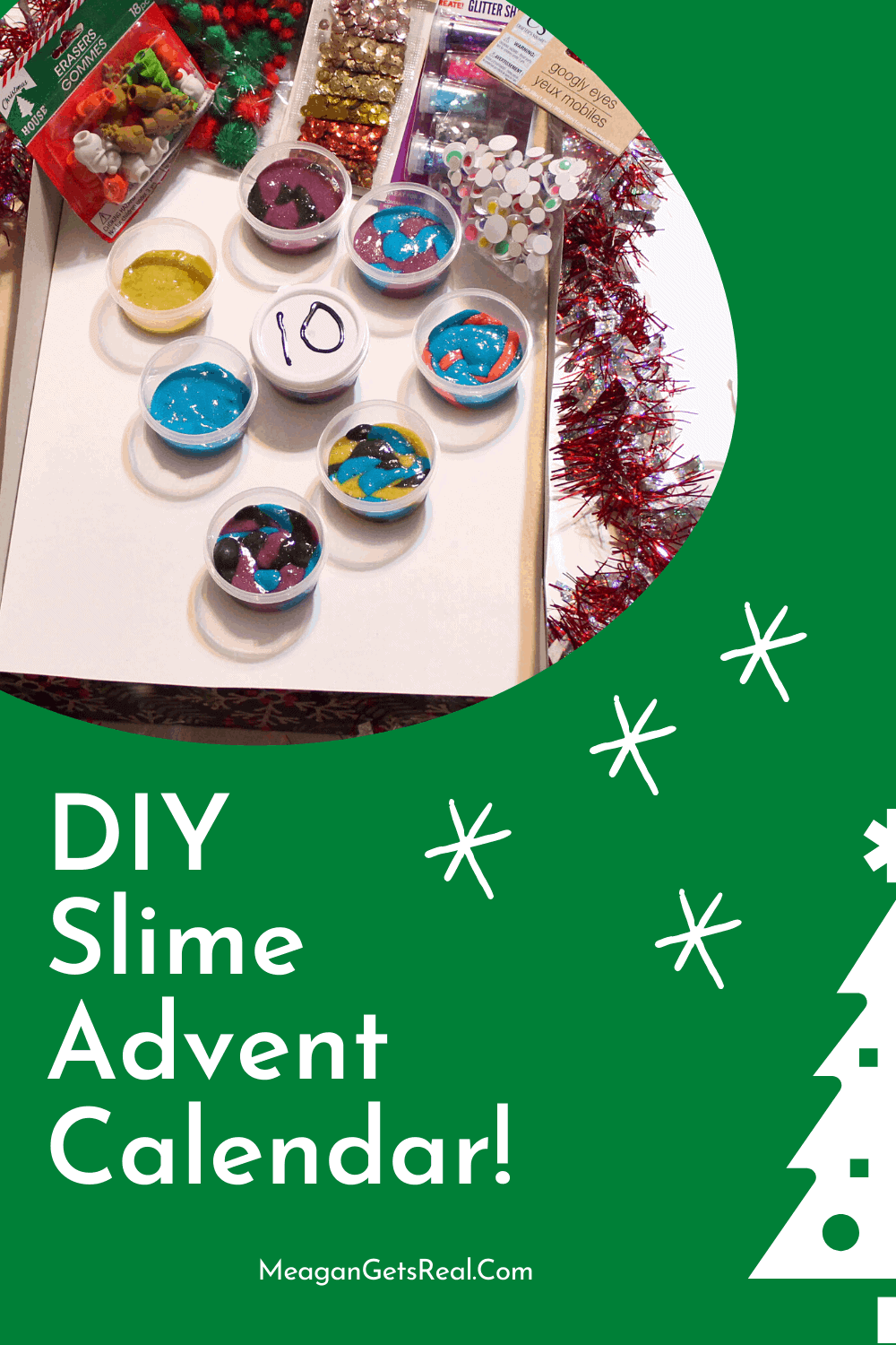 DIY Slime Advent Calendar - This slime advent calendar is packed with 24 different sensory slimes that are easy to make and enjoy! Huge variety of sensory play options! 