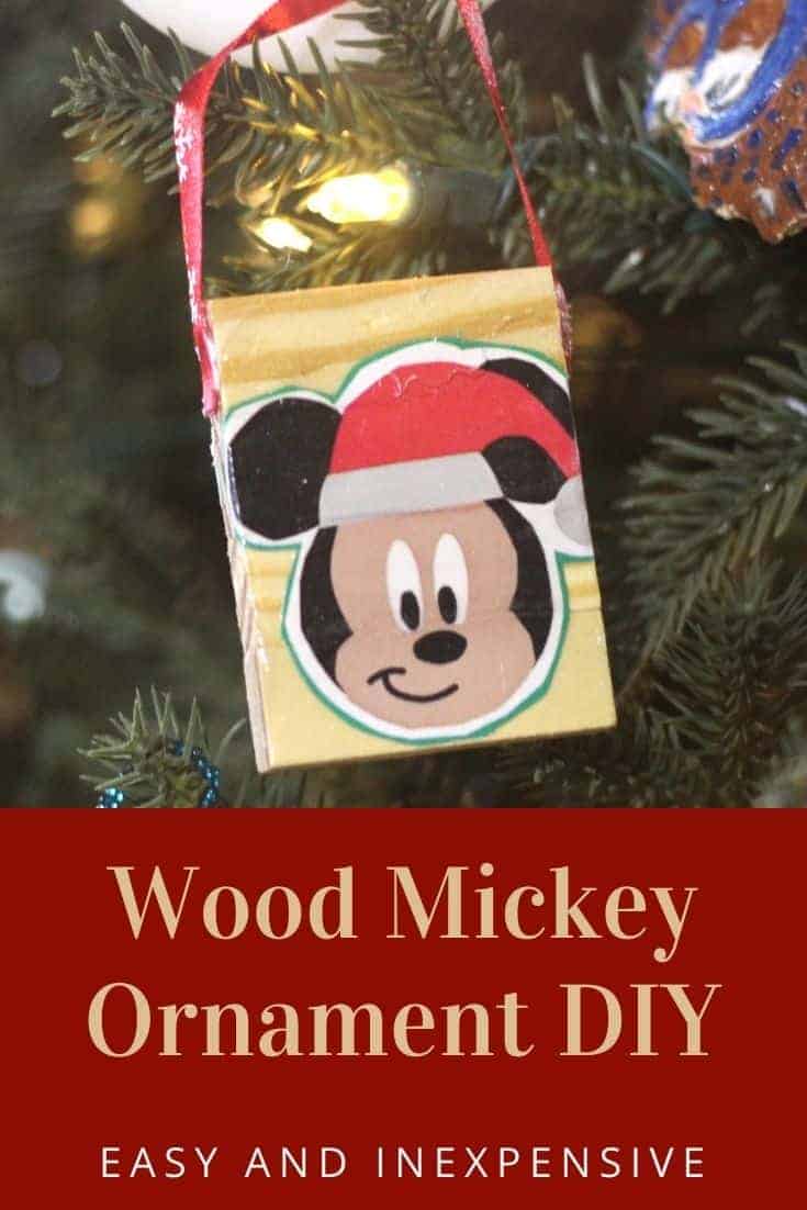 Wood Mickey Ornament DIY - Easy DIY Christmas Ornament that is low cost and simple to make. Perfect for DIY Christmas gifts. 
