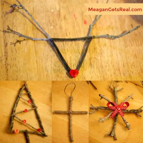 This stick ornament craft is the perfect rustic Christmas gift for anyone! Even better, they are incredibly easy to make with the kids or on your own. This easy rustic ornament is a must! 